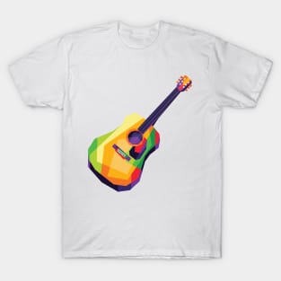 Colorful Guitar in Vector Wpap Pop Art Design T-Shirt